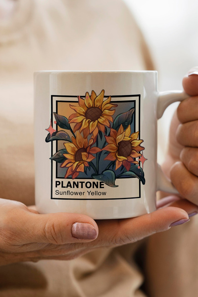 South Steel كوب فاخر مطبوع عليه زهرة الشمس باللون الأصفر