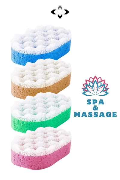 LİGROUND 4Pcs Body Sponge for Spa and Massage Shower Bath - Delicate Skin Color Leather Cleansing Sponge Pouch