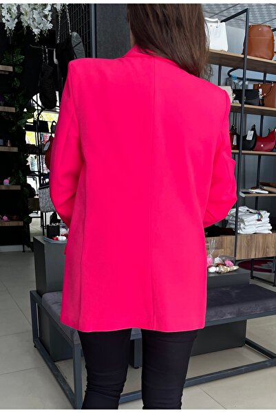 Marka Düğmesiz Kolları Katlamalı Geniş Kesim/Oversize Blazer Ceket