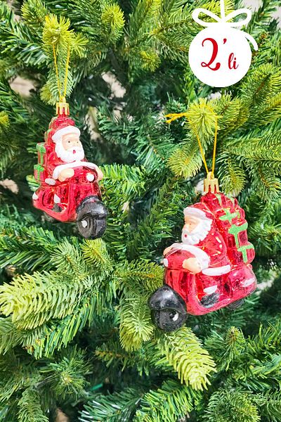 PEKSHOP Santa Claus 2 Pack - Μοτοσικλέτα, Πρωτοχρονιάτικο Δέντρο Στολίδι Πεύκο Συσκευασμένο Δώρο