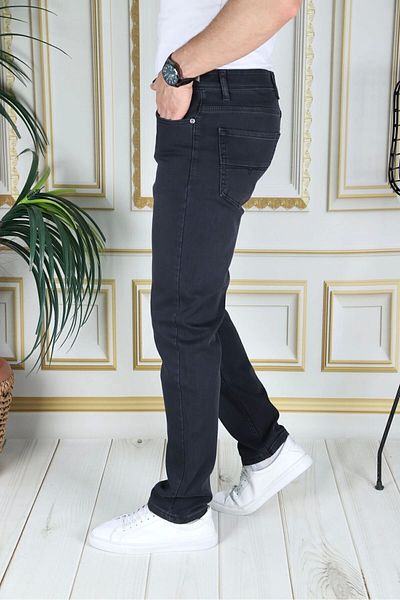 PHANTOM JEANS Men's Anthracite Top Pocketed Beaded Regular Fit Casual Fit Stretchy Chino Linen/canvas Cotton Pants