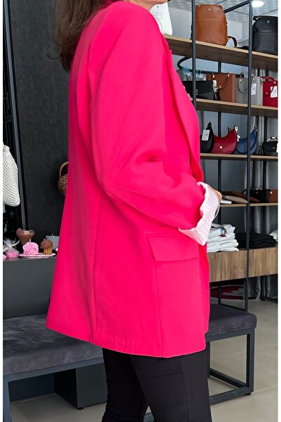 Marka Düğmesiz Kolları Katlamalı Geniş Kesim/Oversize Blazer Ceket