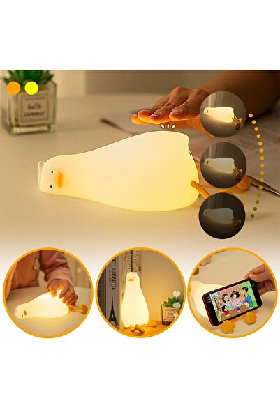 ShopFast Yorgun Ördek Yavrusu Gece Lambası Sevimli Çocuk Odası Silikon Kısıla...