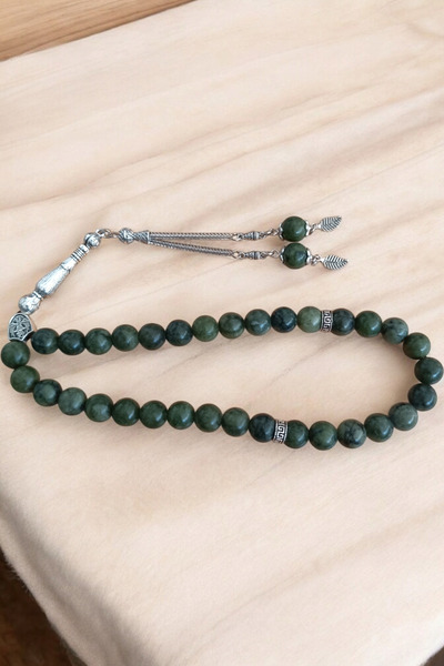 MGA DOĞAL TAŞ Yeşim Taşı Tesbih 33' Lük Tesbih Orijinal Doğal Taş 10 mm  Yeşi...