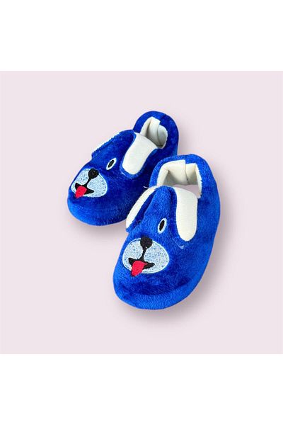 İpek Papuci pentru copii - pantofi colorați, cu model de câine, pufosi de pluș, cu talpă anti-alunecare