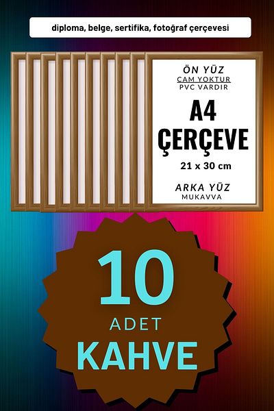 CreaWitch A4 Brown Pvc Frame - 10 Documents and Certificates with Photo Pictures