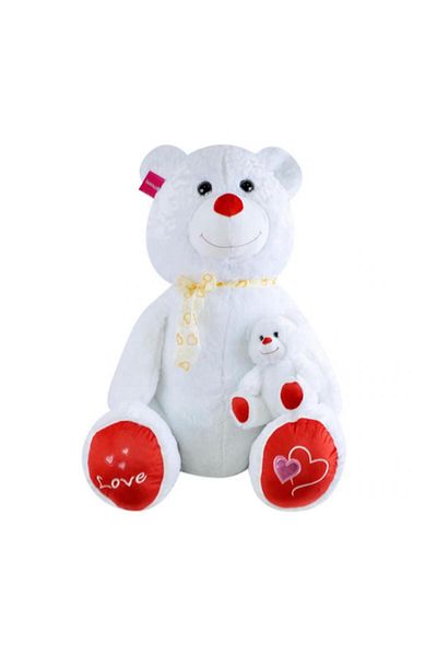 Freebebek Smiling Bear with Cub 95 Cm Plush Bear Gift for Lover