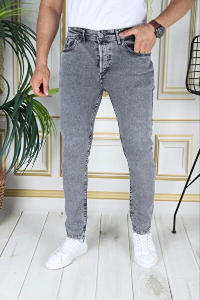 phantom jns by sekman Slim Fit Slim Fit Ανοιχτό Γκρι Τζιν Παντελόνι Lycra Str...