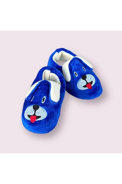 İpek Papuci pentru copii - pantofi colorați, cu model de câine, pufosi de pluș, cu talpă anti-alunecare