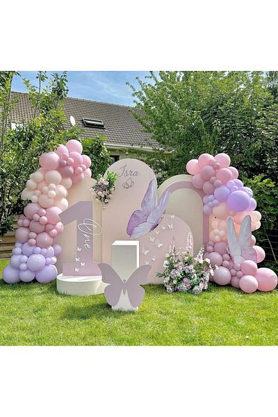eğlencemarketi 100 Pieces Macarons Lilac Salmon Pink Blush Balloon Chain