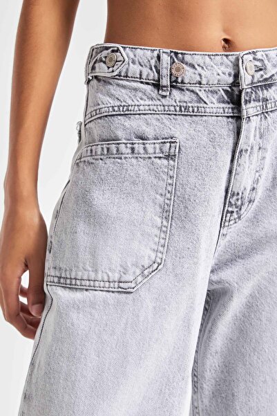 its basic Denim pentru femei, gri Straight Fit - 100% bumbac, buzunar frontal