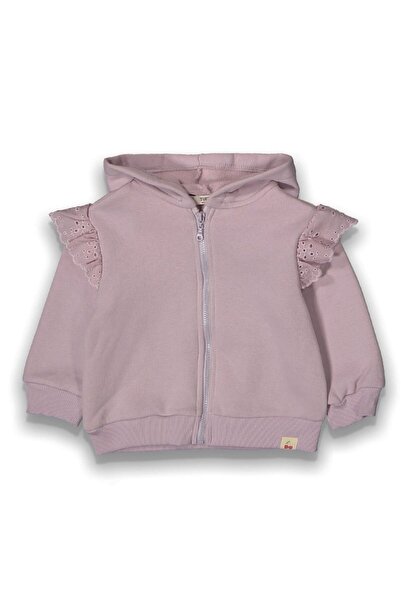 bebegen Baby Girl Lilac Shoulders Scallop Detailed Hooded Cardigan
