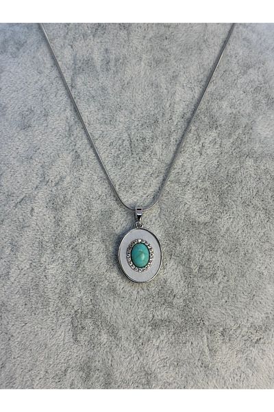 Uzak Işıklar Turquoise Stone Steel Necklace