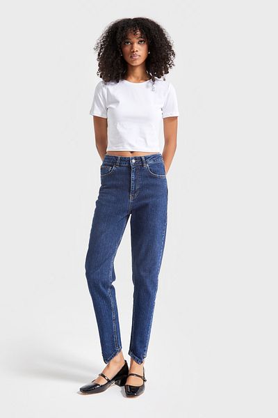 its basic Țesătură Lycra Albastru închis - Denim Mom Fit pentru femei