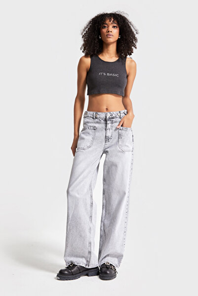 its basic Сірий прямий крій жіночий джинсовий - 100% бавовна, кишені спереду
