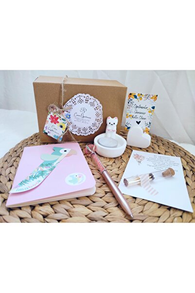 Pembe Çarşı Üşüyen Kedi Mumluk Öğretmenler Günü Hediye Kutusu Kalp Not Tutucu...