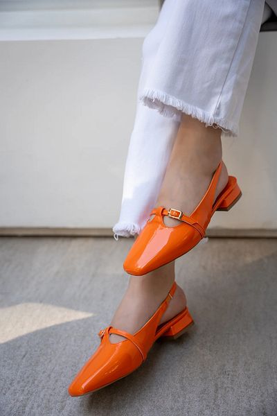 LAMİNTA Odesa Orange - Balerini casual pentru femei cu vârf tocit cu centură