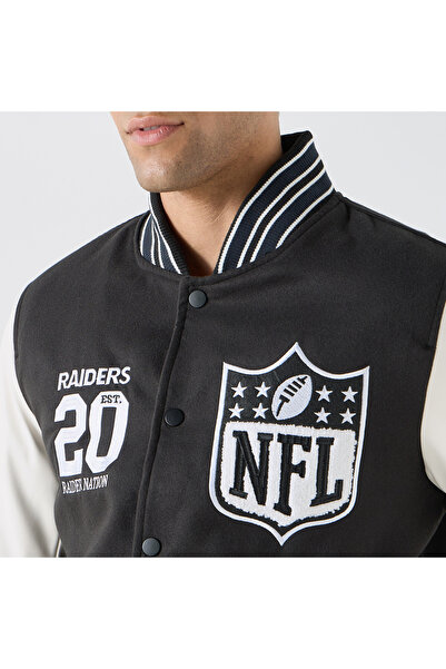 SP Characters The Las Vegas Raiders Logo Detail Bomber Jacket With Pockets And Long Sleeves