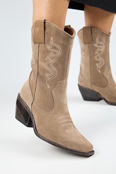 Manijero Aleyna Kadın Hakiki Deri Western Vizon Bot