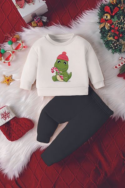 ADABEBEK New Year Concept Dinosaur Printed 2-Piece Baby Set with Hat 23230