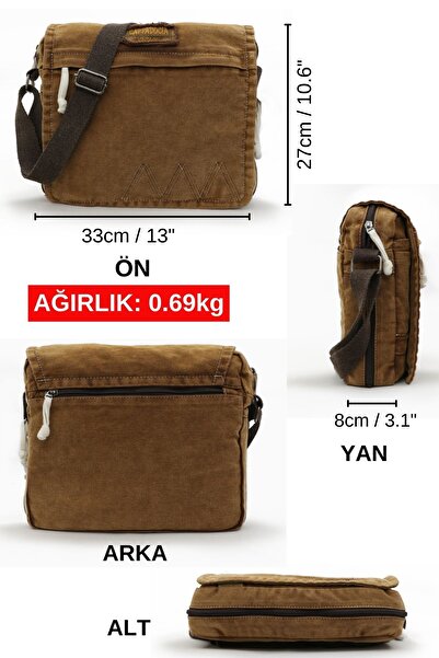 Cappadocia Vintage 4009 Ephesus Casual Shoulder Postman Antique Coffee 14 Inch Laptop School Travel Daily Vintage Cotton Bag