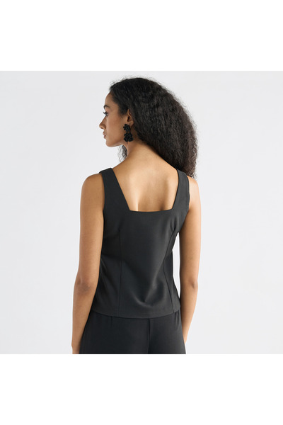 FAV Sleeveless Wrap Jacket With Square Neck And Button Closure