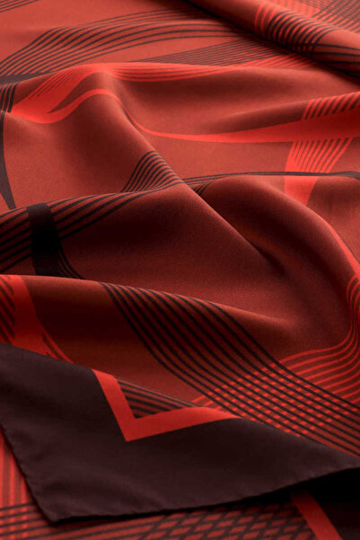 Bursa İpek Burgundy Spinner Pattern Twill Silk Shawl