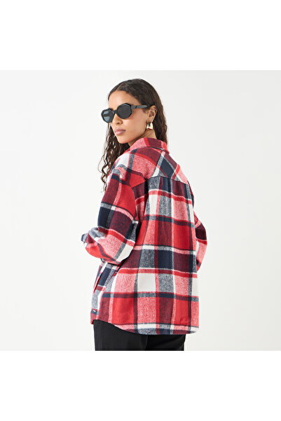 Lee Cooper Checked Shacket With Long Sleeves And Pockets