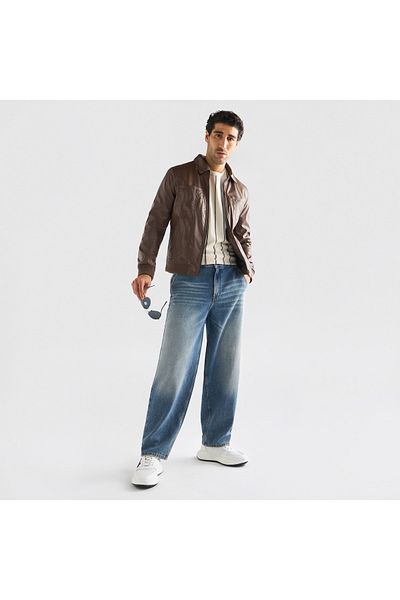 FAV Solid Biker Jacket With Zip Closure And Pockets