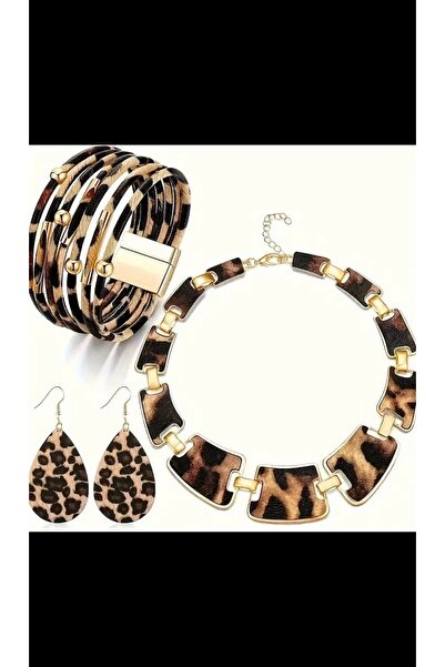 ISTBIRD ACCESSORIES Leopar set ( Bileklik , kolye , küpe )