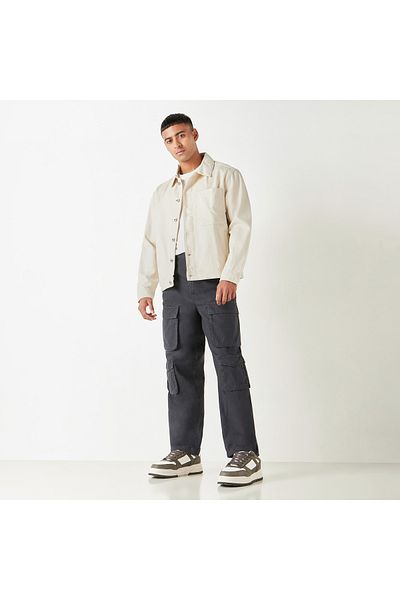 Lee Cooper Solid Denim Jacket With Long Sleeves And Pockets