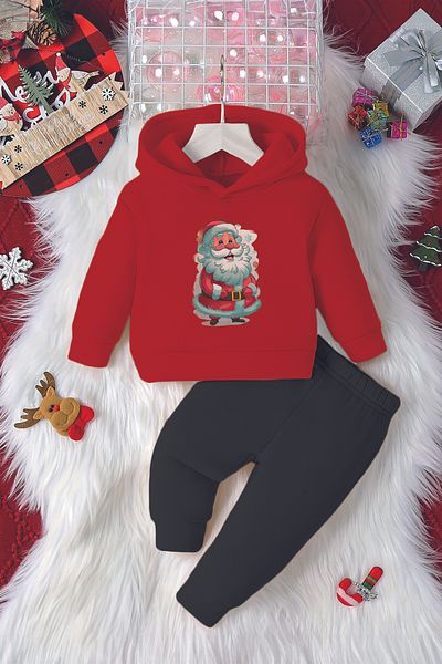 ADABEBEK Santa Claus Printed Hooded Baby Set - Snow 23071