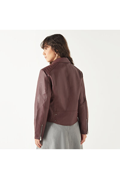 Lee Cooper Solid Biker Jacket With Zip Closure And Pockets