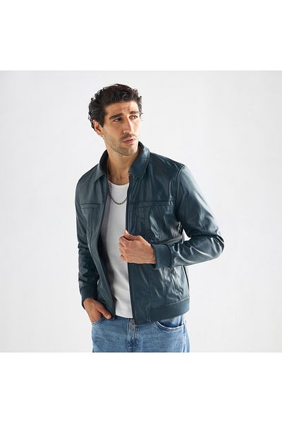 FAV Solid Biker Jacket With Zip Closure And Pockets