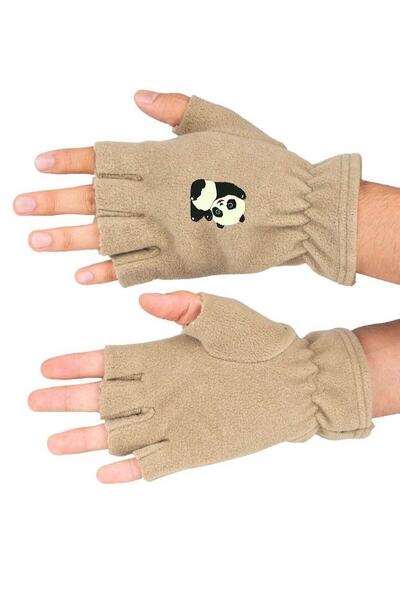 Fanze Mănuși de iarnă cu imprimeu Panda - Model din lână tăiată rnz3841
