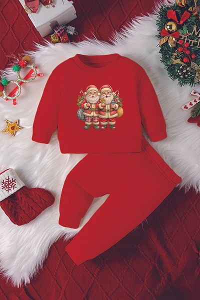 ADABEBEK New Season Christmas Fathers Printed Baby Set 23156