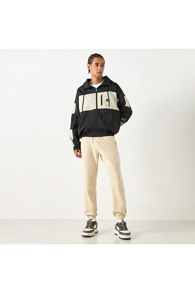 Starter Panel Detail Biker Jacket With Long Sleeves And Hood