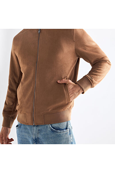 FAV Solid Bomber Jacket with Zip Closure and Pockets