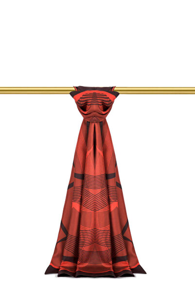 Bursa İpek Burgundy Spinner Pattern Twill Silk Shawl