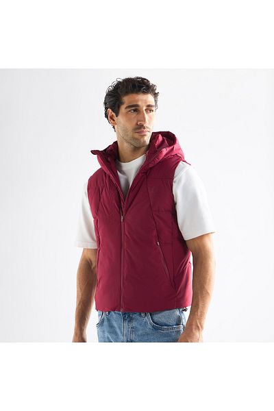FAV Quilted Sleeveless Jacket With Hood And Zip Closure