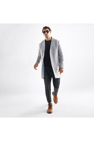 FAV Solid Notch Lapel Coat With Pockets And Long Sleeves
