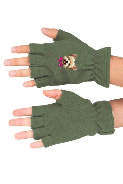 Fanze Mănuși de iarnă din fleece cu imprimeu pentru câini - Design decupat rn...