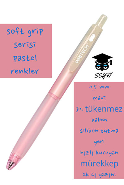 SEYFİKİRTASİYE 0,5 mm mavi  jel tükenmez kalem silikon tutma yeri hızlı kuruyan mürekkep akıcı yazım writech usa