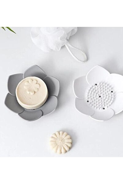 meyre Lotus Desenli Sabunluk Sünger Tutacağı Silikon (BEYAZ) Şık Katı Düzenle...