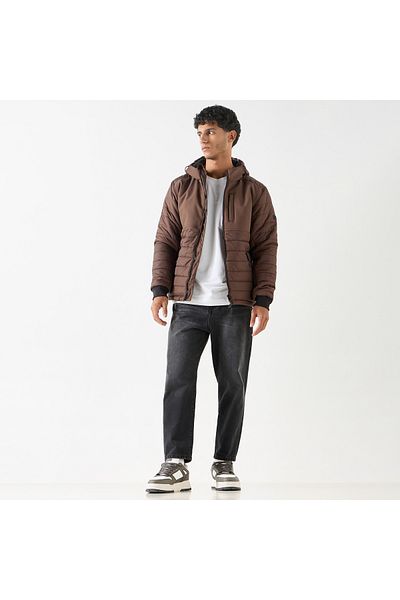 Kappa Quilted Hooded Jacket with Zip Closure and Pockets