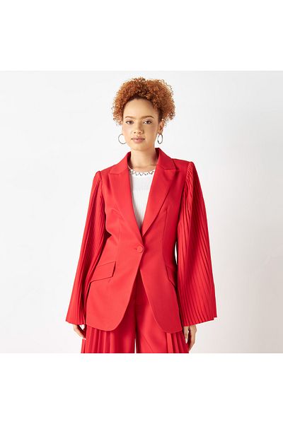 2Xtremz Lightweight Blazer With Pleated Long Sleeves And Notched Lapel