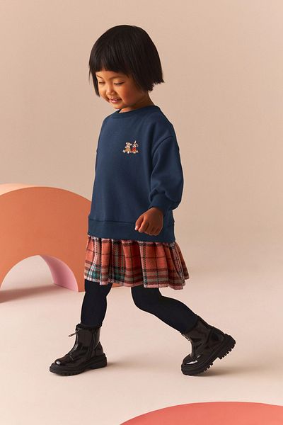 Next Baby Dark Blue - Long Sleeve Sweat Dress & Leggings