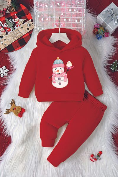 ADABEBEK Hooded Hot Chocolate Snowman Printed Baby Set