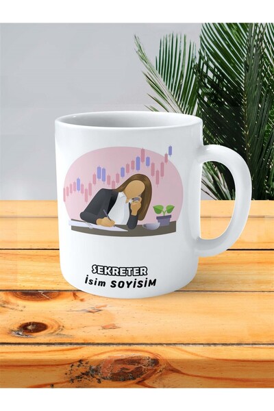 ART HEDİYE sekreter Meslek Baskılı Kupa Bardak Çift Taraflı baskı kişiye özel...