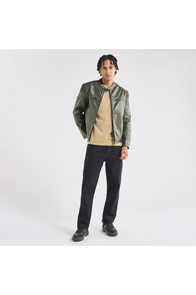 FAV Solid Biker Jacket With Long Sleeves And Pockets